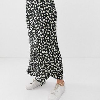 ASOS Design + Petite Daisy Print Bias-Cut Maxi Skirt