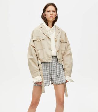 Pull&Bear + Cropped Belted Jacket