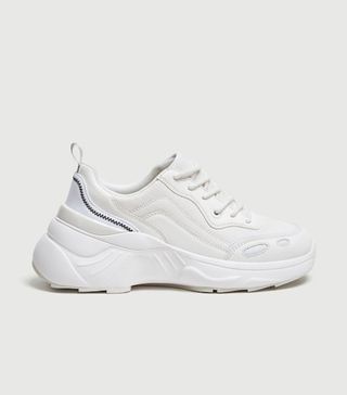 Pull&Bear + White Clunky-Sole Sneakers