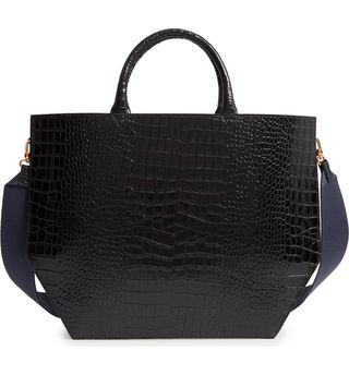 Trademark + Collapsing Croc Embossed Calfskin Leather Tote