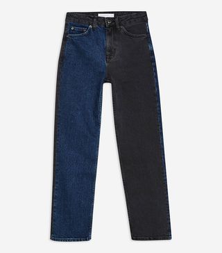 Topshop + Blue Black Colour Block Jeans