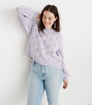 Madewell + Floral Pointelle Pullover Sweater