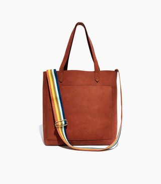 Madewell + The Medium Transport Tote in Nubuck Leather: Rainbow Strap Edition