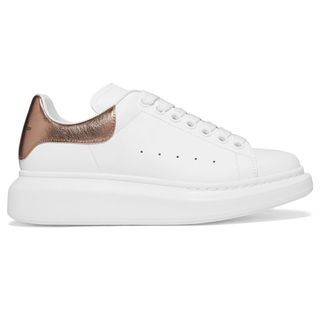 Alexander McQueen + Metallic Leather Exaggerated Sole Sneakers