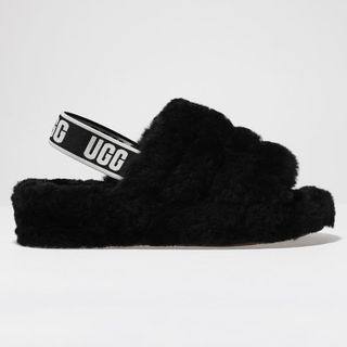 Ugg + Black Fluff Yeah Slide Sandals