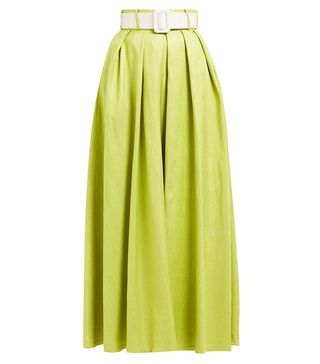 Marta Ferri + High-Rise Silk-Bourette Belted Maxi Skirt