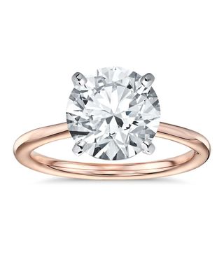 Blue Nile + Petite Solitaire Engagement Ring in 14k Rose Gold with Round 4.00 - 4.19 ct. Diamond