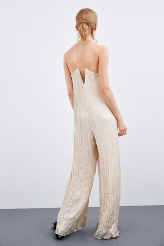 Zara + Wrinkled Look Jumpsuit