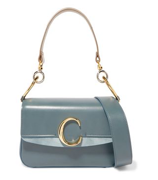 Chloé + Chloé C Small Suede-Trimmed Leather Shoulder Bag