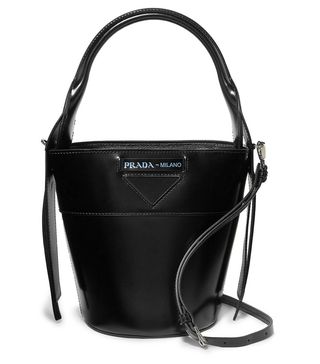 Prada + Overture Embossed Glossed-Leather Bucket Bag