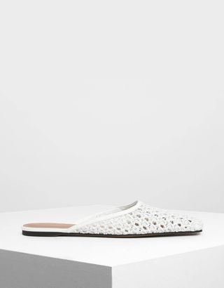 Charles & Keith + Woven Square Toe Slip-Ons