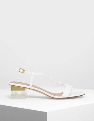 Charles & Keith + T-Bar Lucite Heel Sandals
