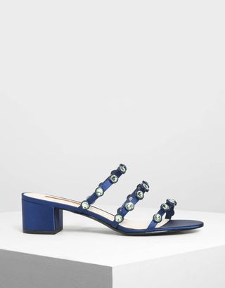 Charles & Keith + Embellished Strappy Slip Ons