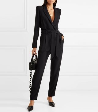 Iro + Delicate Belted Wrap-Effect Crepe Jumpsuit