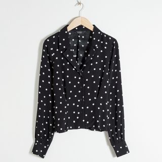 & Other Stories + Polka Dot V-Cut Button-Up Blouse
