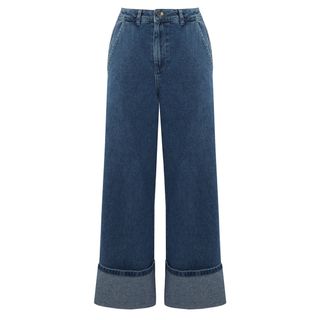 Warehouse + Turn Up Wide Cut Jeans