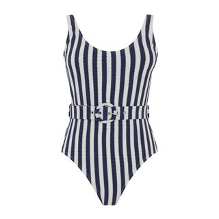 Warehouse + Breton Stripe Belted Swimsuit