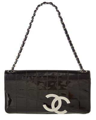Chanel + Black Patent Leather Shoulder Bag