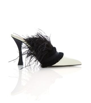 Tabitha Simmons for Brock Collection + Feather-Embellished Leather Mules