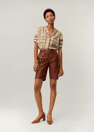 Mango + Leather Bermuda Shorts