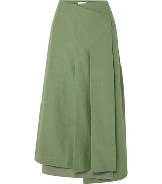 Rejina Pyo + Laurie Cotton and Linen-Blend and Silk Wrap Skirt