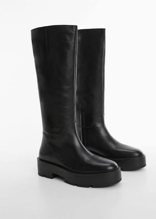 Mango + High Leather Platform Boots - Women | Mango Usa
