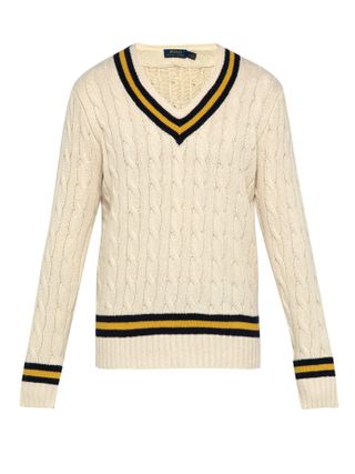 Ralph Lauren + V-Neck Cotton and Cashmere-Blend Cricket Sweater