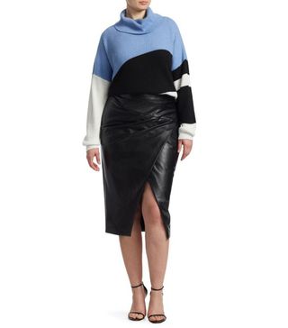 Ashley Graham x Marina Rinaldi + Faux-Leather Pencil Skirt