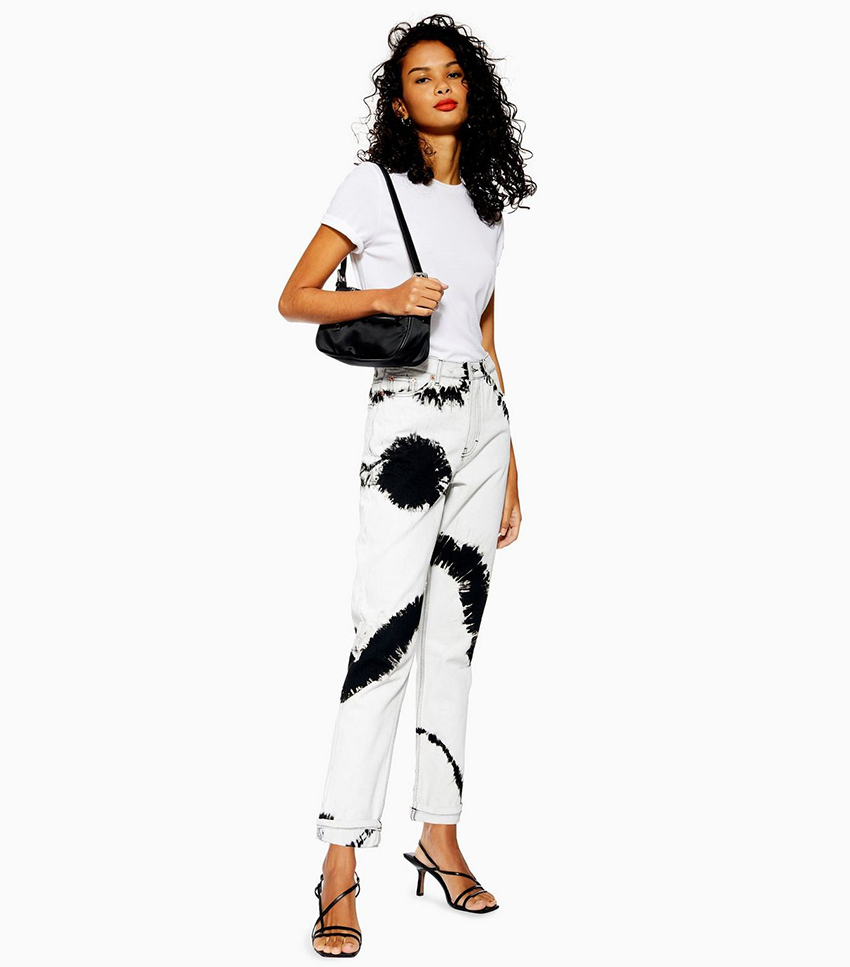 Topshop + Black Tie Dye Mom Jeans
