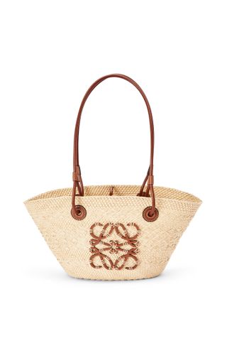 Loewe + Small Anagram Basket Bag in Iraca Palm and Calfskin