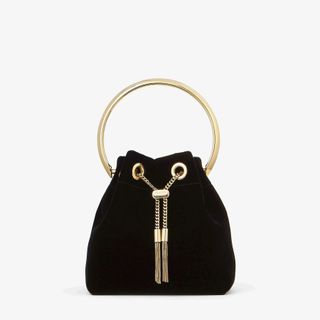 Jimmy Choo + Bon Bon Black Velvet Bag