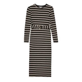 Topshop + Stripe Belted Midi Body-Con Dress