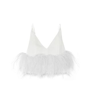 16ARLINGTON + Feather-Trimmed Crepe Camisole