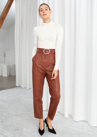 & Other Stories + Belted Leather Pants