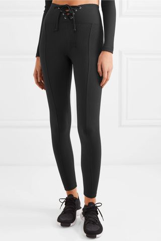 Year of Ours + Football Lace-Up Ribbed Stretch-Jersey Leggings