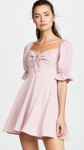 Re:Named + Puff Sleeve Ruched Dress