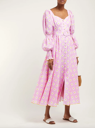 Gül Hürgel + Floral-Print Linen Midi Dress