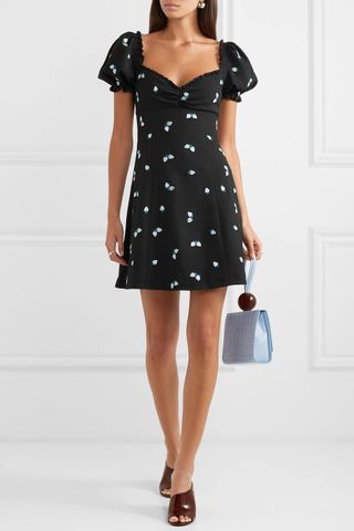 Alexa Chung + Embroidered Crepe Mini Dress