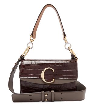 Chloé + The C Crocodile-Effect Leather Shoulder Bag