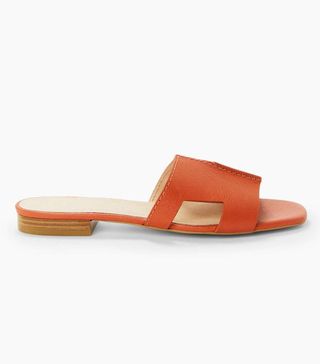 John Lewis & Partners + Livia Slip On Sandals in Orange Leather