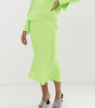 ASOS Design + Neon Slip Midi Skirt