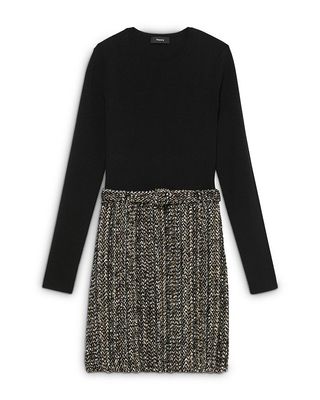 Theory + Belted Tweed Dress