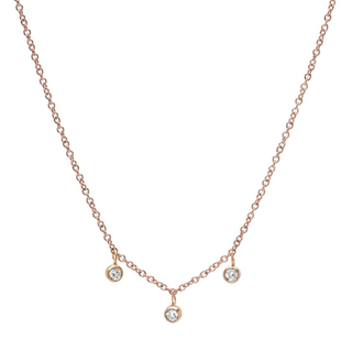 Jennifer Meyer + Rose Gold 3 Diamond Mini Bezel Dangle Necklace