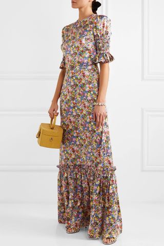 The Vampire's Wife + Suzie Ruffled Floral-Print Silk-Satin Maxi Dress