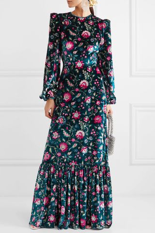 The Vampire's Wife + Belle Floral Print Velvet Maxi Dress