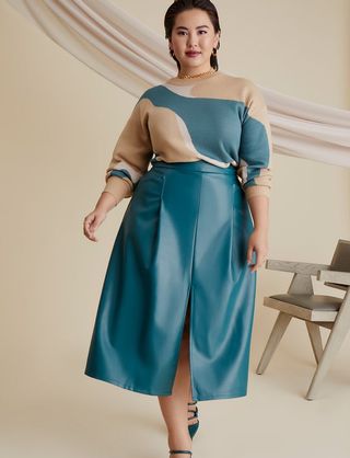 Eloquii + Faux Leather Aline Skirt With Pockets