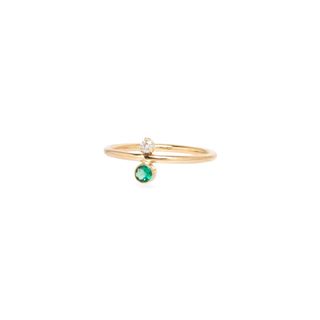 Zoe Chicco + 14k Emerald and Diamond Stacked Ring