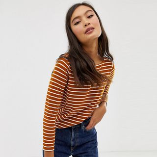 ASOS + Slouchy Long Sleeve T-shirt in Stripe