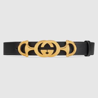 Gucci + Leather Belt With Interlocking G Horsebit