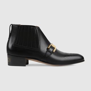 Gucci + Leather Ankle Boot With G Brogue